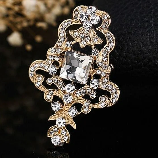 Gold Rhinestone Brooch - BR01