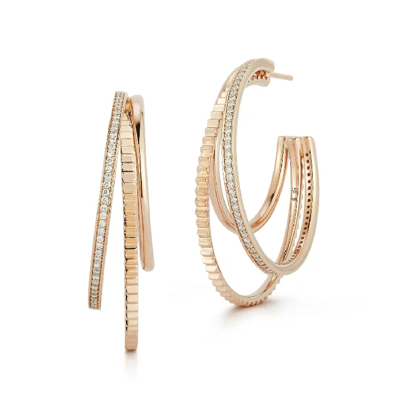 CLIVE 18K AND DIAMOND TRIPLE HOOP EARRINGS