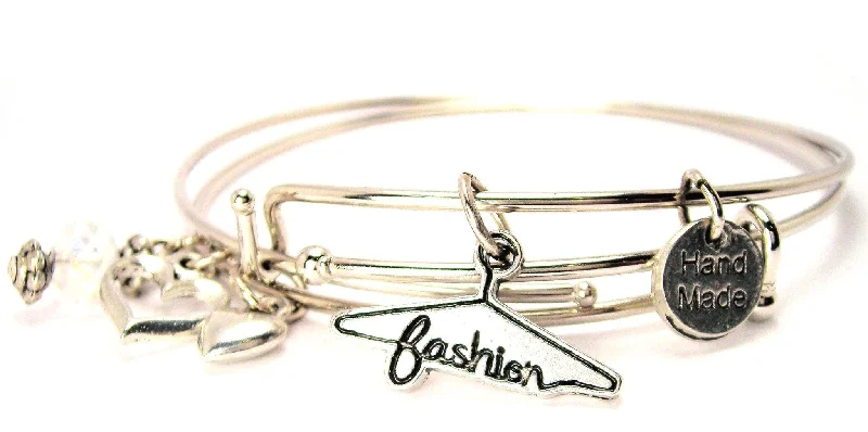 Fashion Clothes Hanger Expandable Bangle Bracelet Set