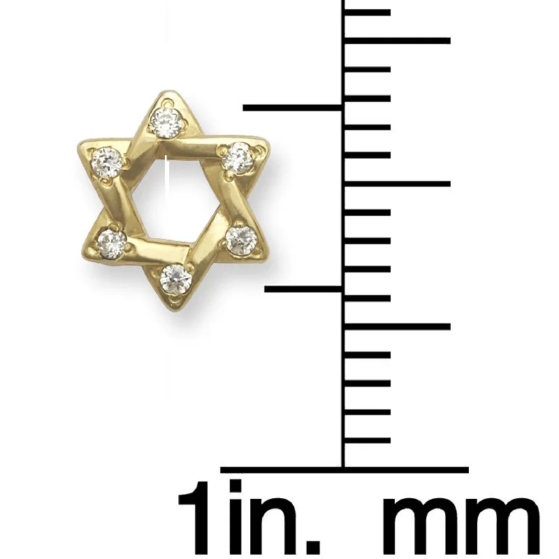 Curata 14k Gold Cubic Zirconia Star of David Stud Earrings