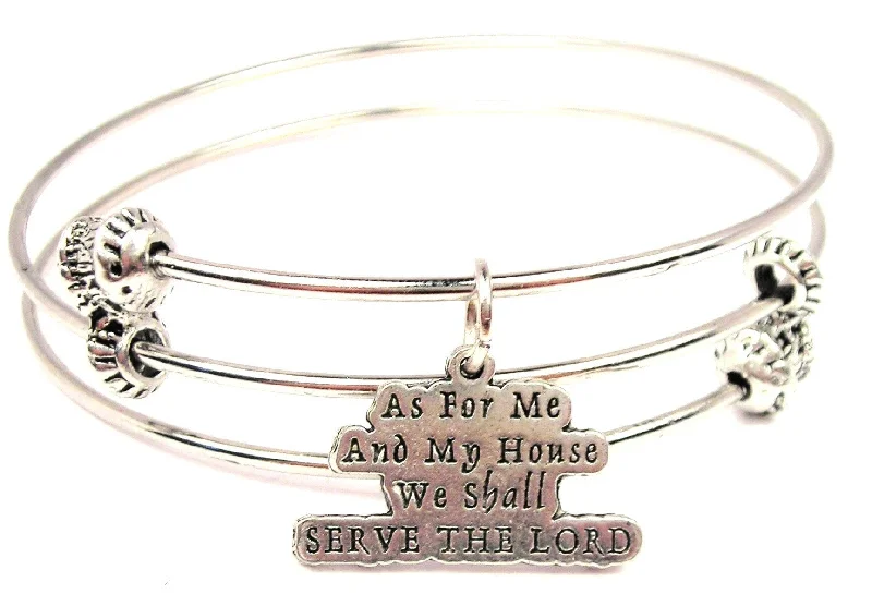 As For Me And My House We Shall Serve The Lord Triple Style Expandable Bangle Bracelet