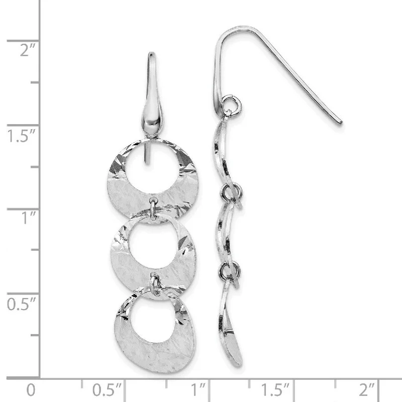 Curata 925 Sterling Silver 51x14mm Hammered Triple Circle Dangle Earrings