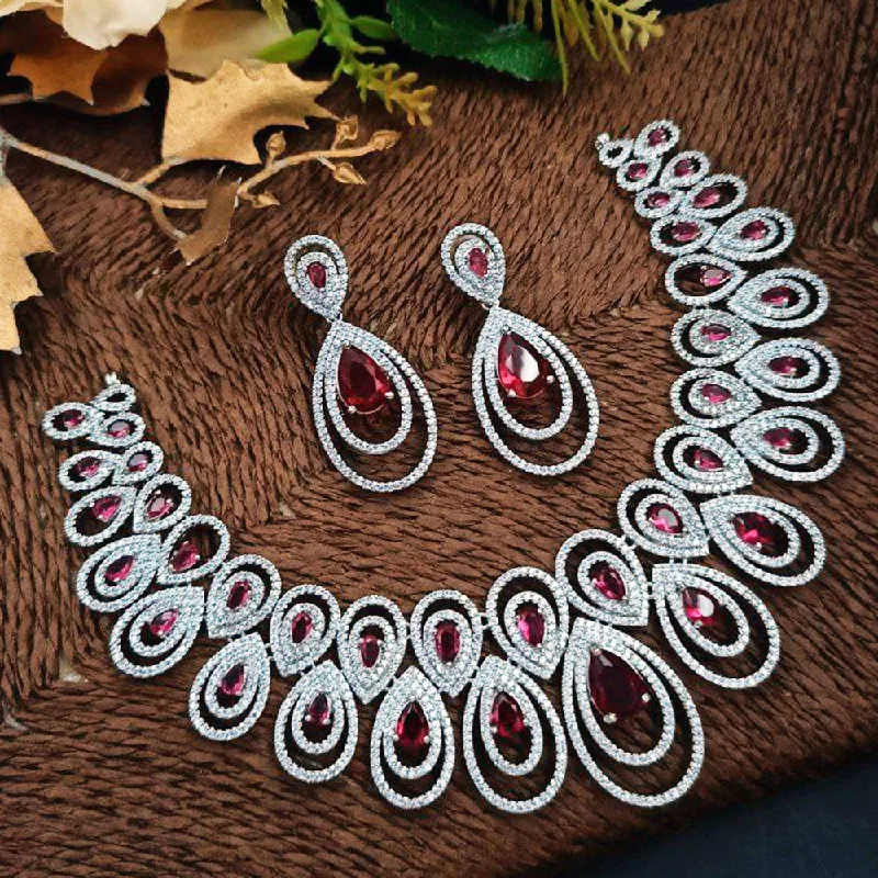 Aamrapali Silver Plated AD Necklace Set