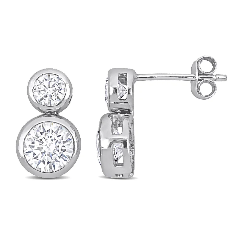 Miadora Cubic Zirconia Two-Stone Stud Earrings in Sterling Silver