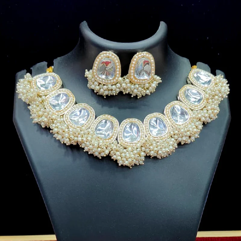 Pooja Bangles Gold Plated Crystal Stone And Pearl Necklace Set