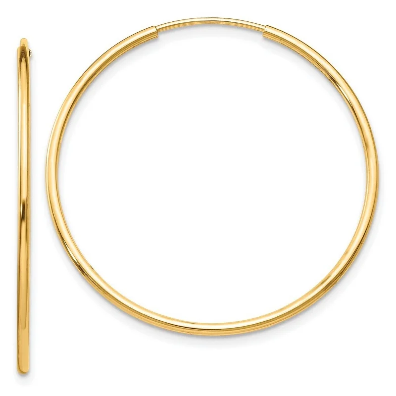 Curata 10k Yellow Gold 34x1.2mm Polished Endless Hoop Earrings