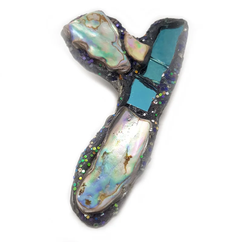 LETTER Y - PAUA SHELL BROOCH