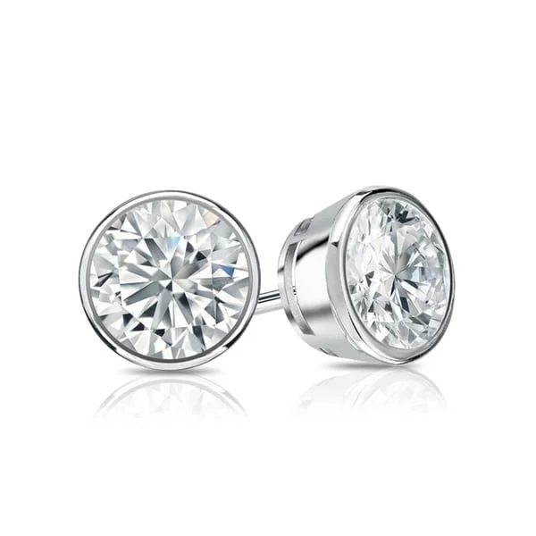 Auriya 4 1/2ctw Round Diamond Stud Earrings Bezel-set Platinum - GIA Certified