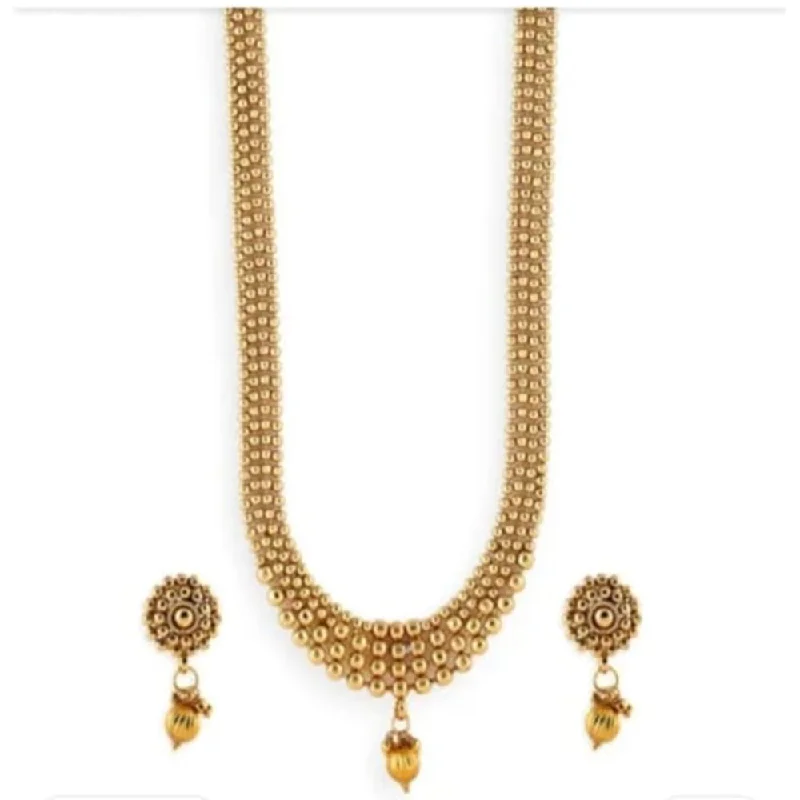 Palak Art Gold Plated Pearl Long Necklace Set