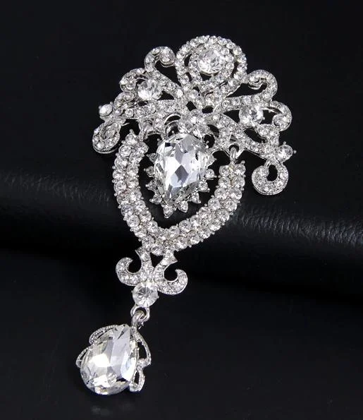 Rhinestone Brooch Silver or Gold  BR-068A