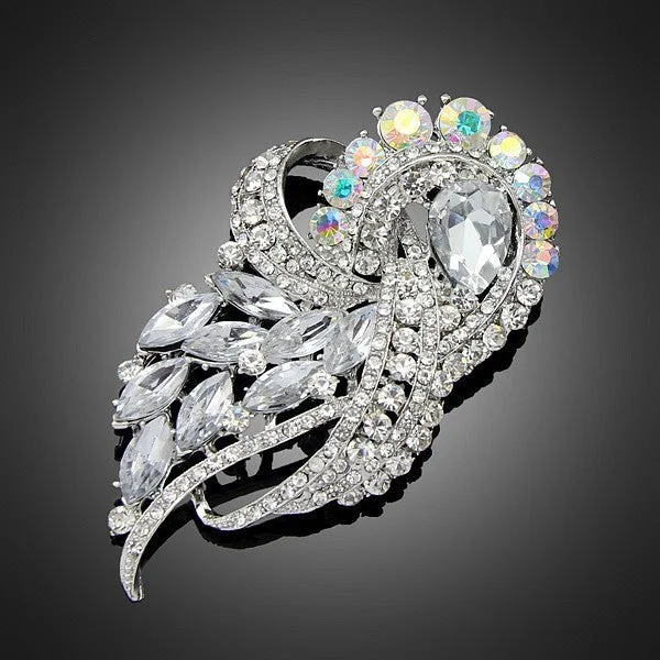 Large Brooch Clear Rhinestone Crystal BR-092