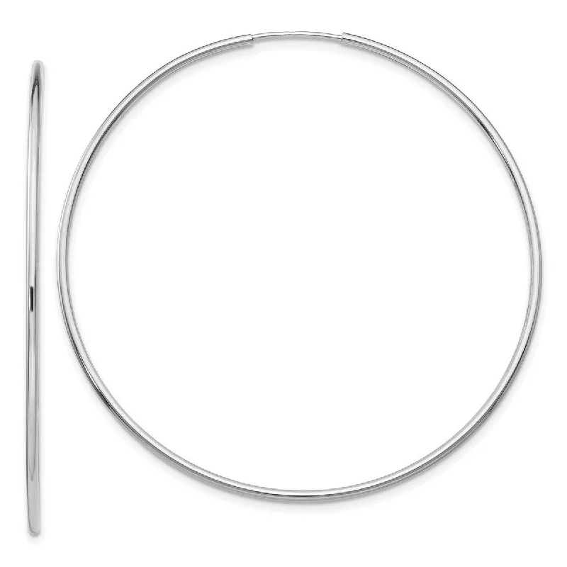 Curata 10k White Gold 59x1.2mm Polished Endless Hoop Earrings