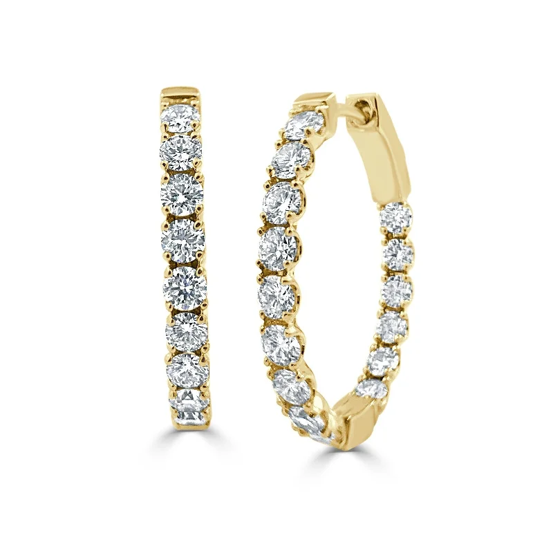 Joelle Diamond Oval Hoop Earrings 1" Inch 1.91 CT TDW 14K Yellow Gold