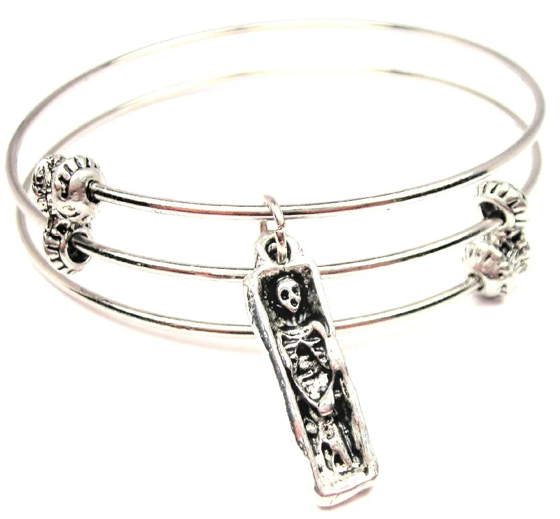 Skeleton In Coffin Triple Style Expandable Bangle Bracelet