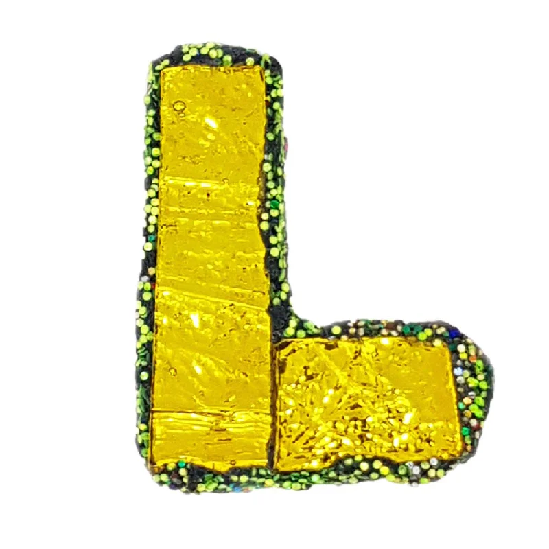 LETTER L - YELLOW BROOCH