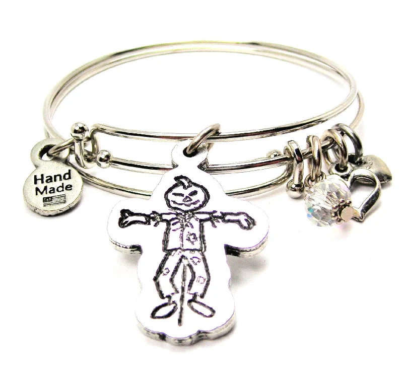 Pumpkin Head Scarecrow Expandable Bangle Bracelet Set