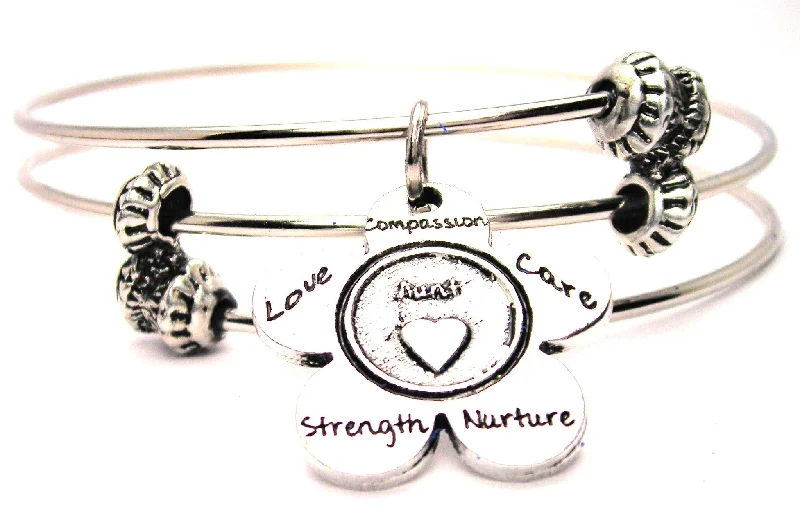 The Aunt Flower Small Triple Style Expandable Bangle Bracelet