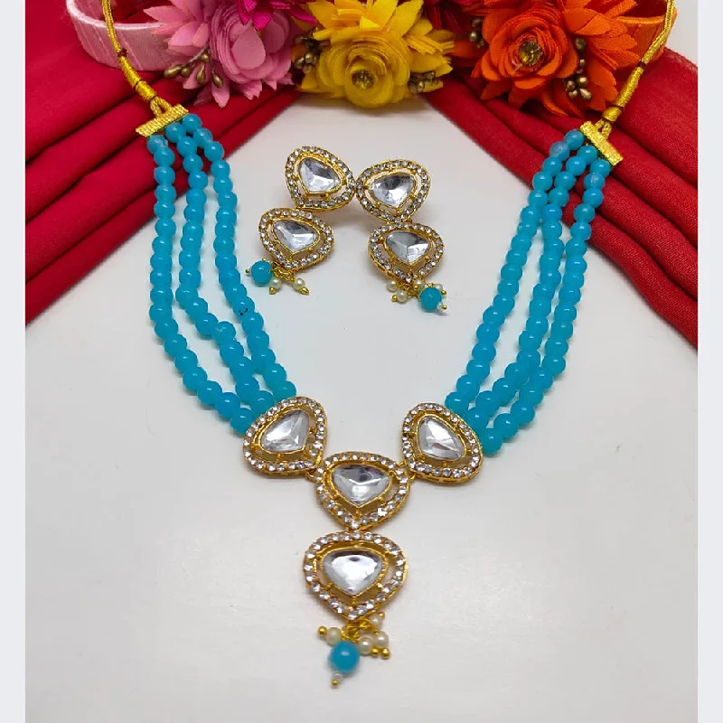 Palak Art Gold Plated Kundan Stone Necklace Set