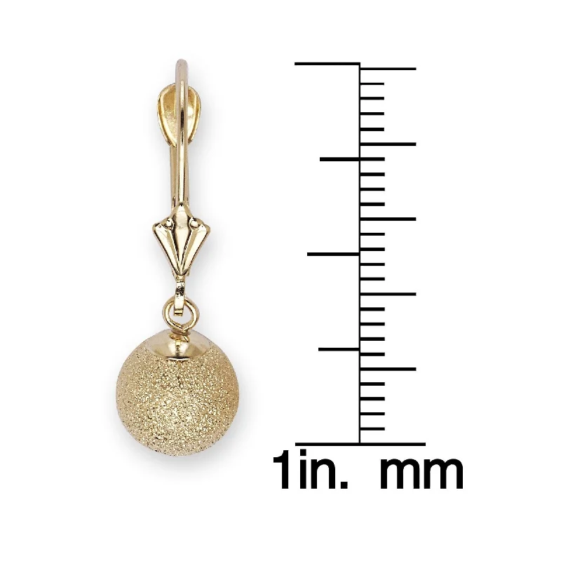 Curata 14k Yellow Gold Large Laser-cut Ball Dangle Earrings