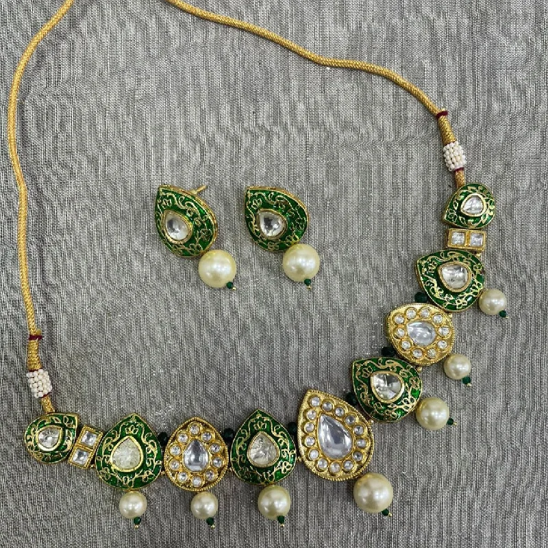 Jyoti Arts Gold Plated Kundan Stone Necklace Set