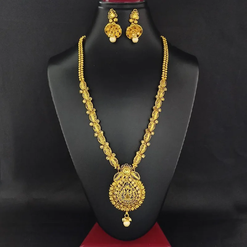 Bhavi Gold Plated Brown Kundan Necklace Set  - FAP0001B