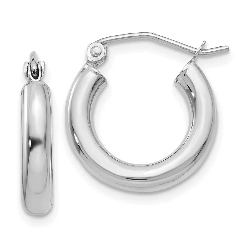 Curata 10k White Gold 16x3mm Polished Classic Tube Hoop Earrings