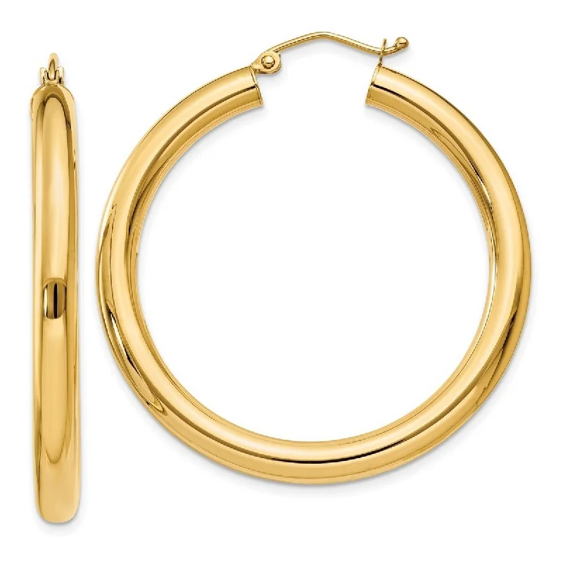 Curata 10k Yellow Gold 40x4mm Polished Classic Wide Round Tube Hoop Earrings