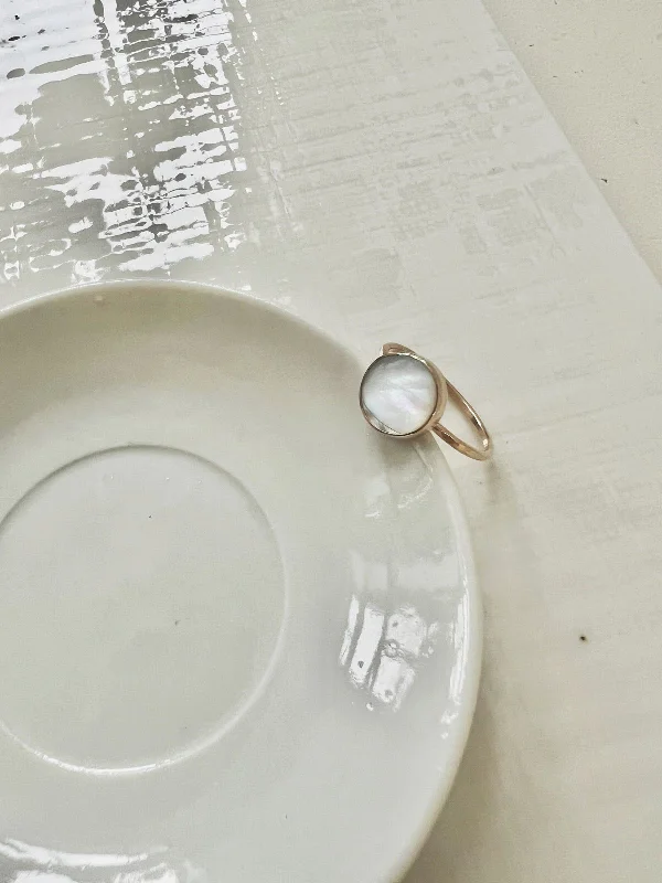 Mother of Pearl Ring, Gold Filled