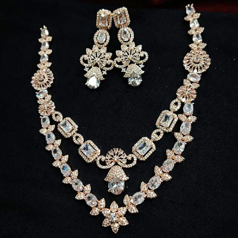 Manisha Jewellery Rose Gold Plated AD Necklace Set