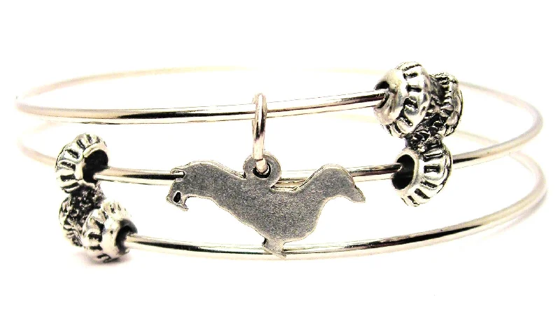 Wiener Dog Dachshund Silhouette Triple Style Expandable Bangle Bracelet