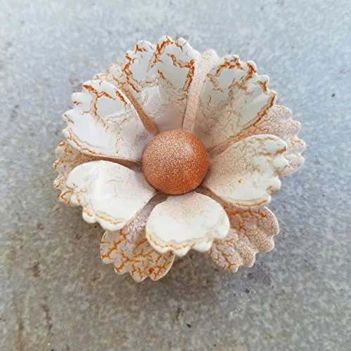 Crackled Orange and White Brooch