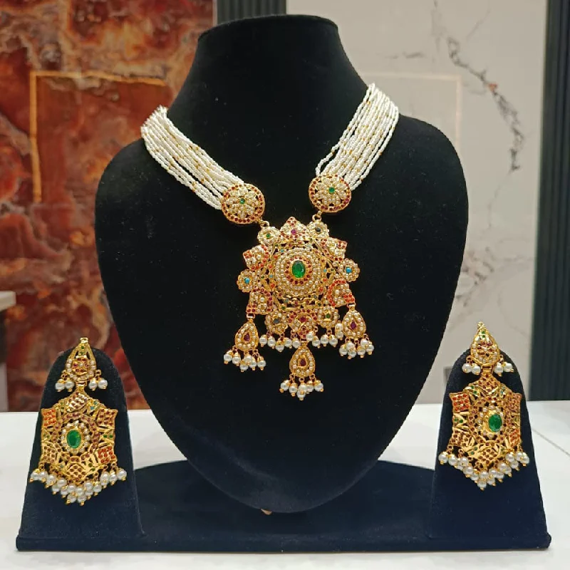 Everlasting Jadau Gold Plated Pearl Jadau Necklace Set