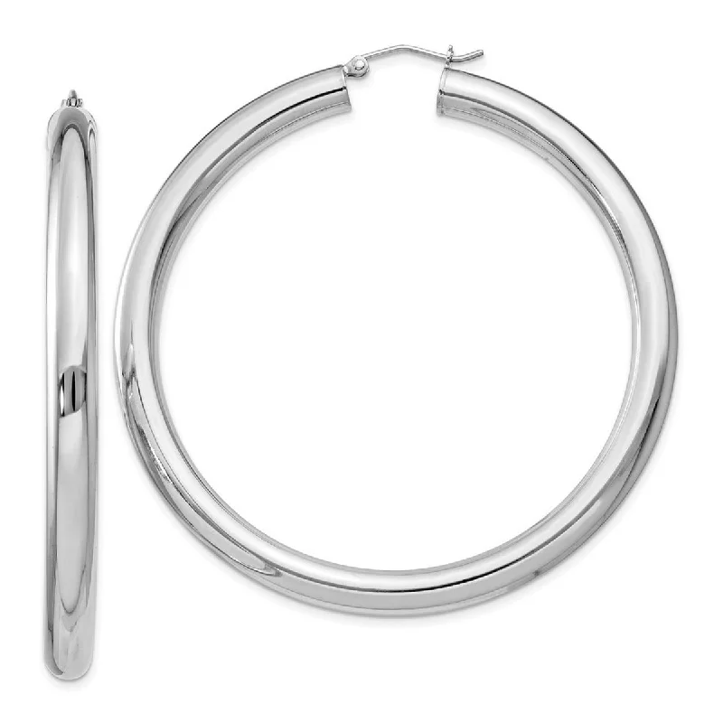 Curata 925 Sterling Silver Hollow 62x5mm Polished Hoop Earrings