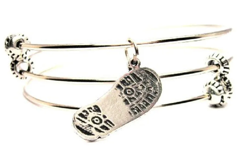 Combat Boot Print Triple Style Expandable Bangle Bracelet