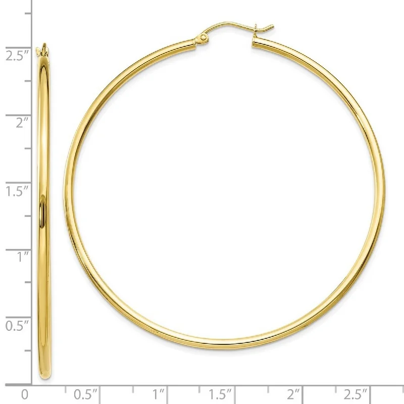 Curata 10k Yellow Gold 60x2mm Polished Extra Large Classic Tube Hoop Earrings