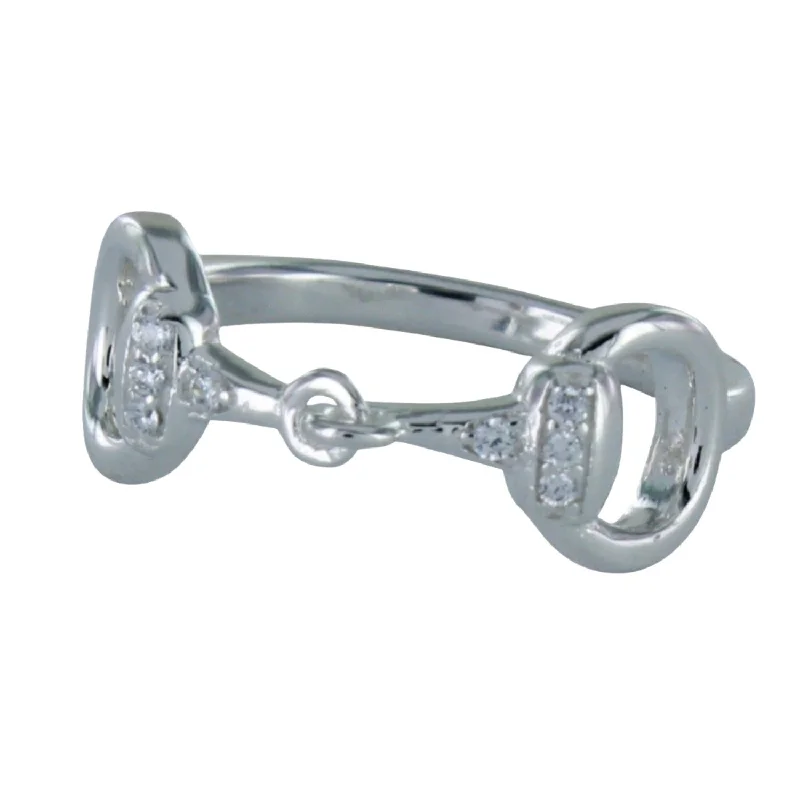 Sterling Silver Pavé Snaffle Ring