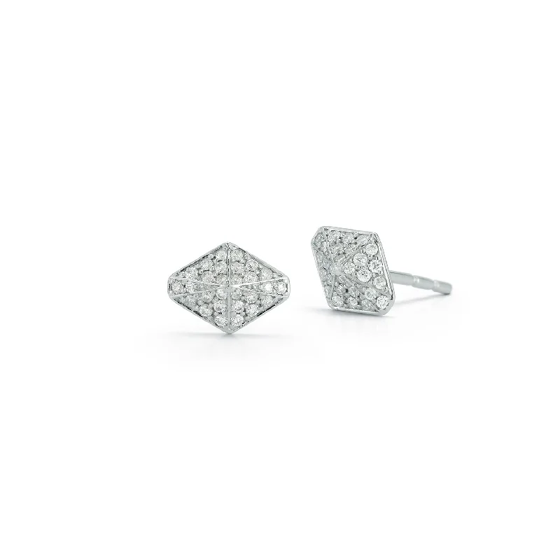 SYDNEY 18K WHITE GOLD AND DIAMOND MINI ORIGAMI STUD EARRINGS