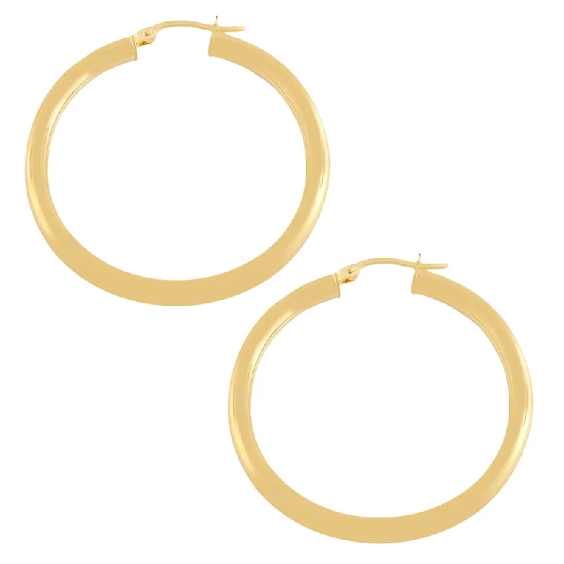 Joelle Hoop Earrings 14K Yellow Gold Bead Earrings 3 x 30 MM 1.25" Inch