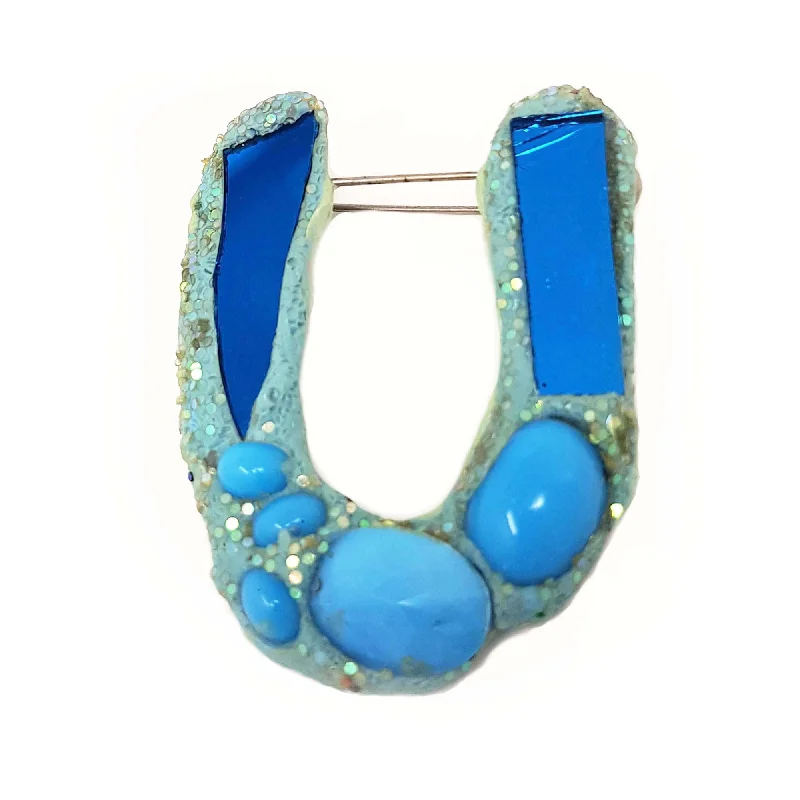 LETTER U - TURQUOISE BROOCH