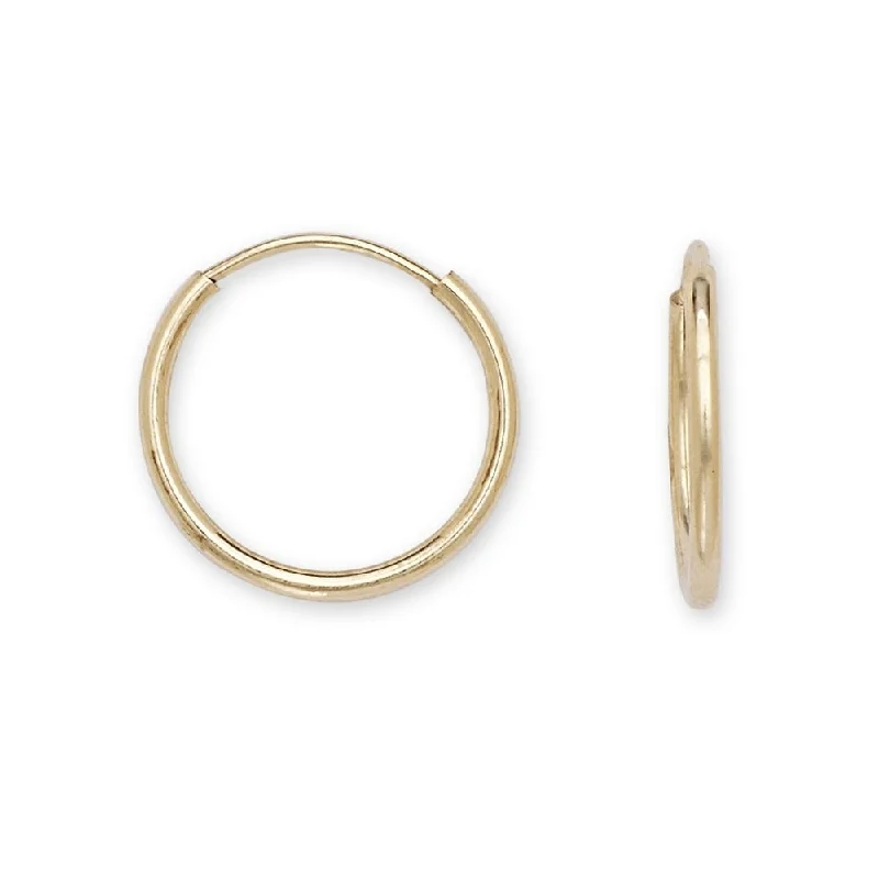 Curata 14k Yellow Gold 0.5mm Thickness Endless Hoop Earrings - Orange