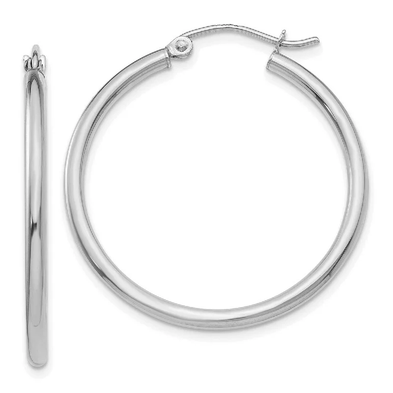 Curata 10k White Gold Polished 35x2mm Classic Hoop Earrings