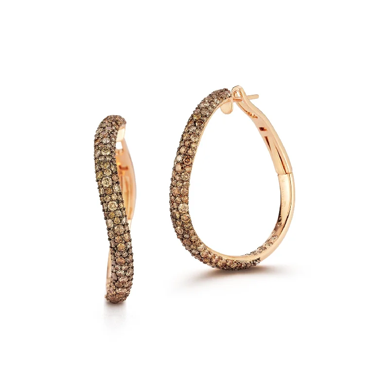 JULIAN 18K GOLD AND CHAMPAGNE DIAMOND CURVED HOOP EARRINGS