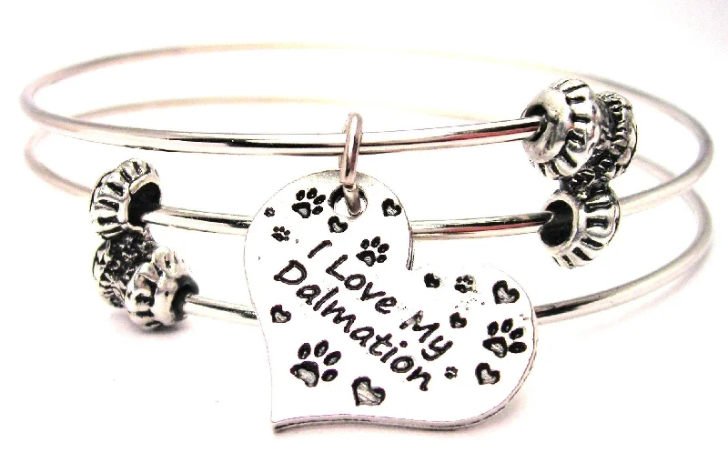 I Love My Dalmatian Triple Style Expandable Bangle Bracelet