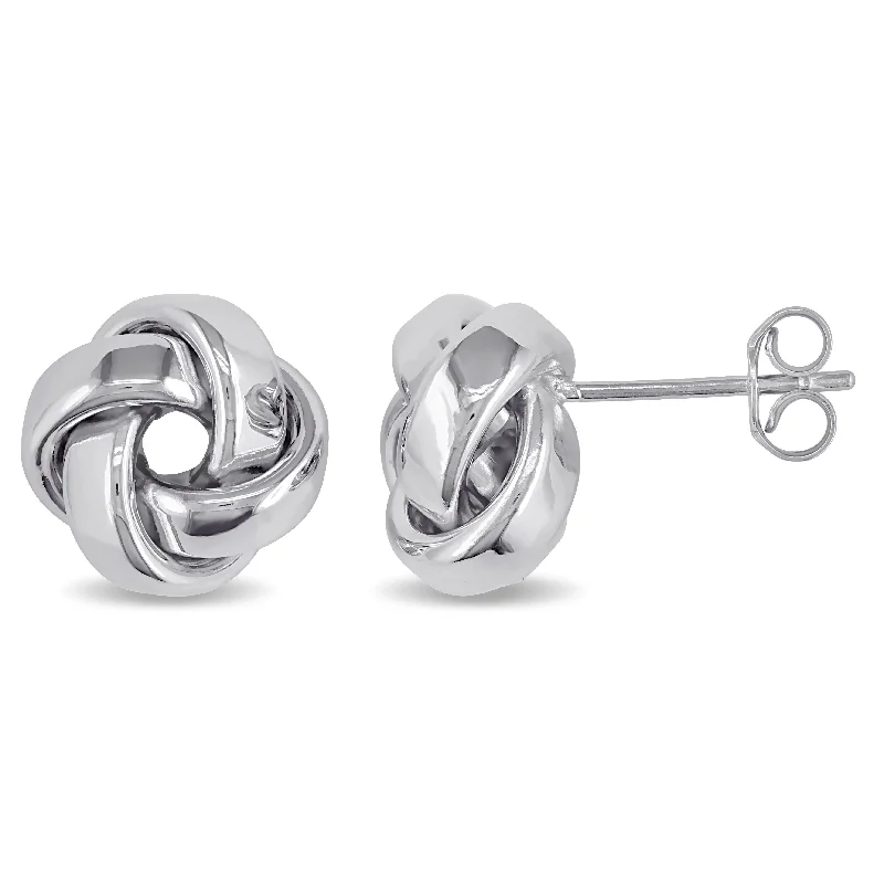 Miadora 10k White Gold Love Knot Earrings