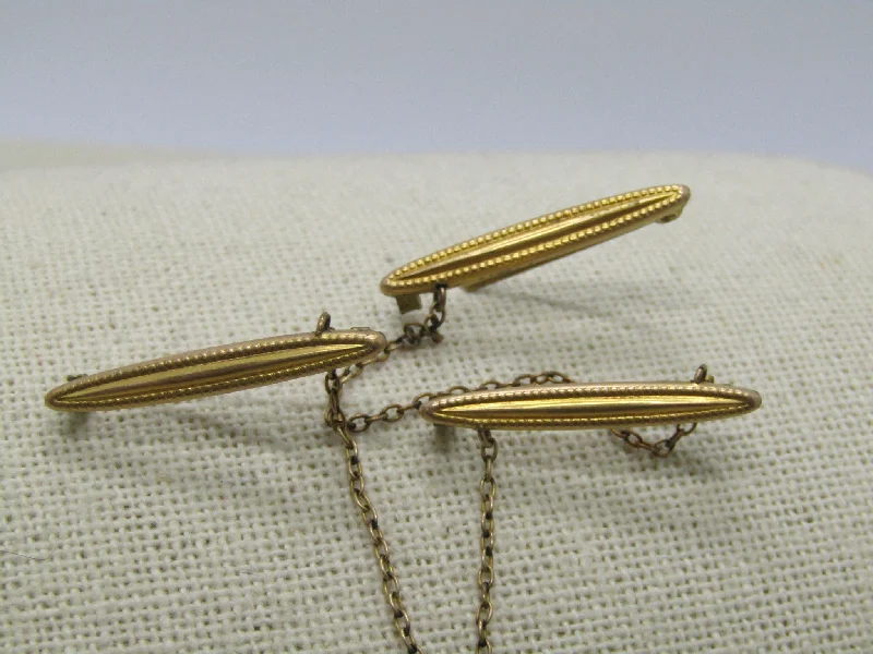 Victorian Scatter Bar Brooch Set of Three Pins, Gold Filled, C-Clasps