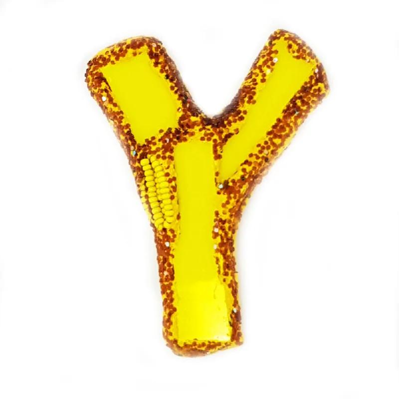 LETTER Y - YELLOW BROOCH