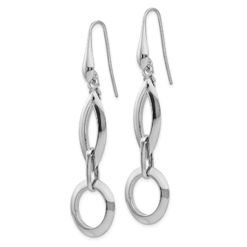 Curata 925 Sterling Silver 64.2x17.09mm Geometric Shapes Long Drop Earrings