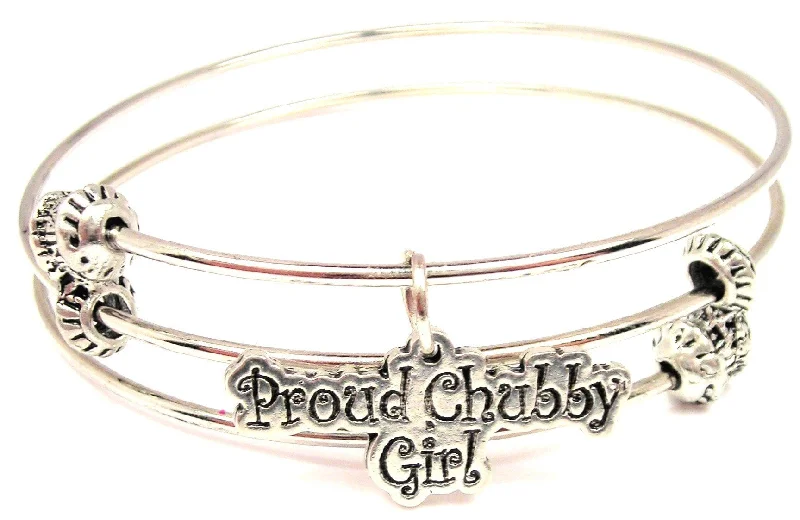 Proud Chubby Girl Triple Style Expandable Bangle Bracelet