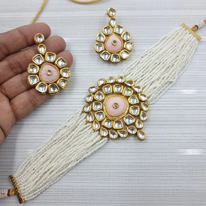 JCM Gold Plated Kundan Stone Choker Necklace Set