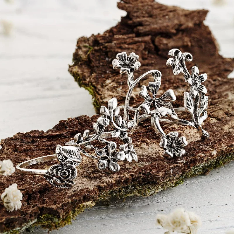 Sacred Blooming Flowers Ring Set